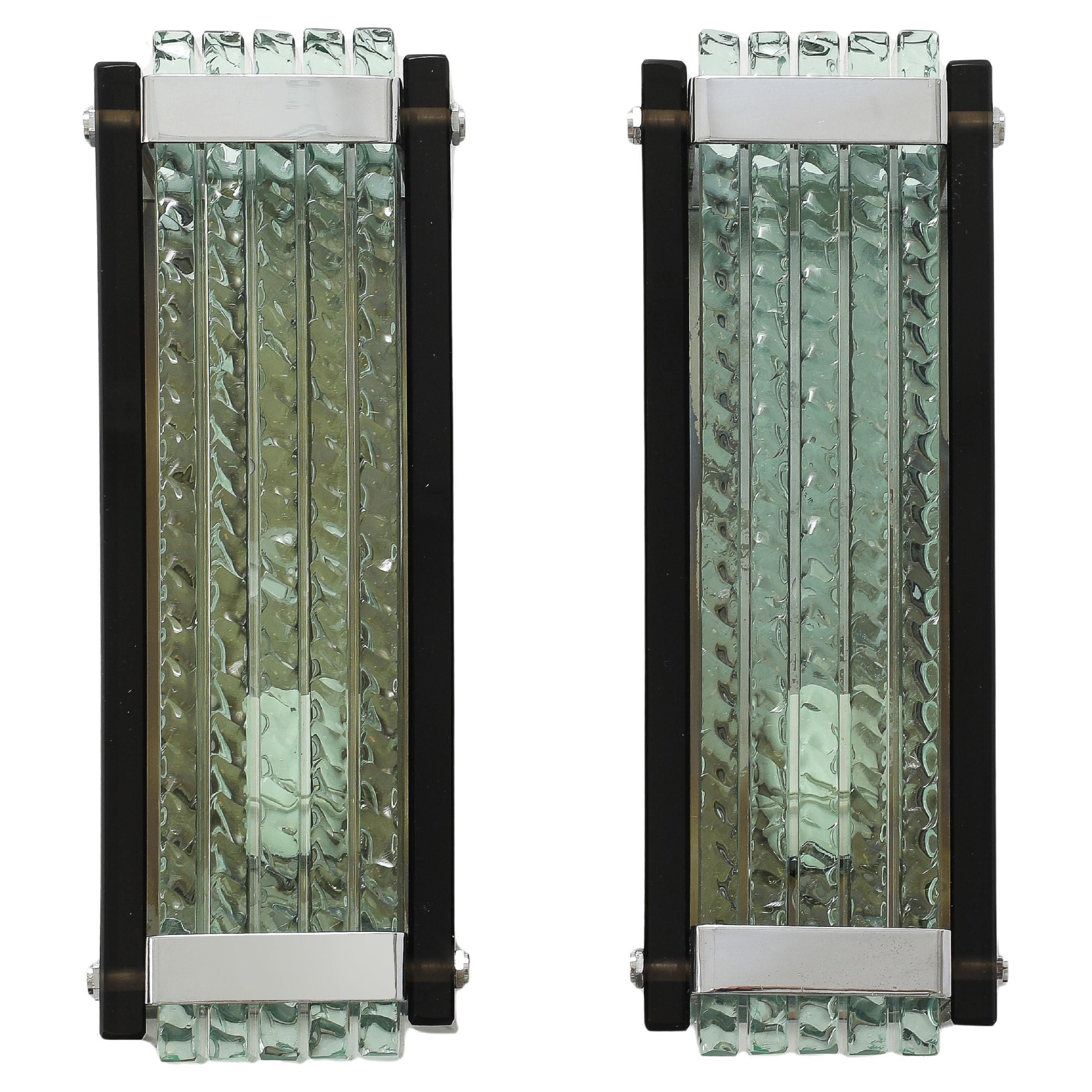 Max Ingrand Chiseled Murano Glass Sconces For Sale