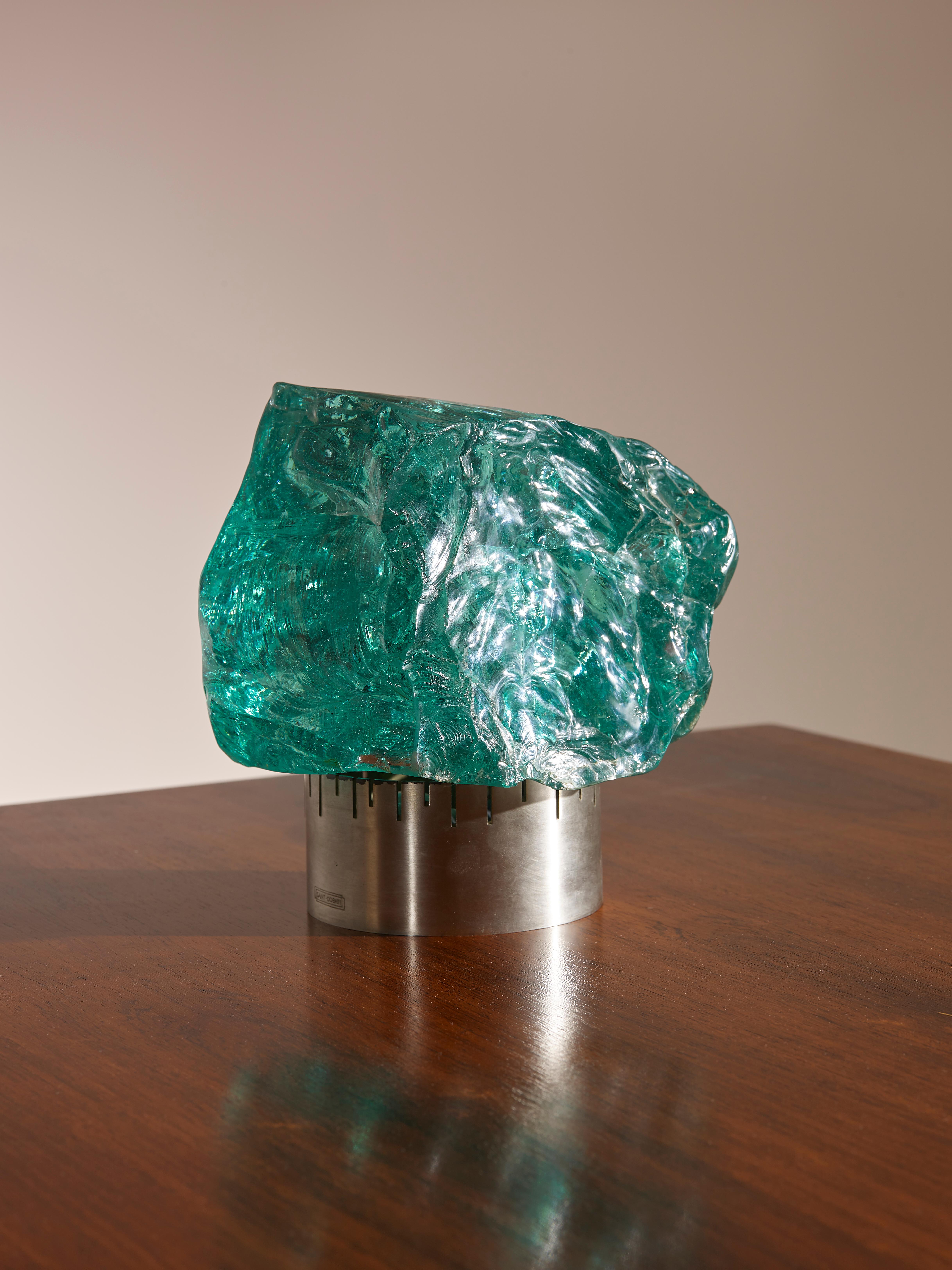 Max Ingrand Chiselled Glass Table Lamp for Saint Gobain, 1960s 1