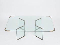 Max Ingrand Crystal and Brass Large Coffee Table for Fontana Arte, Italy 1950s
