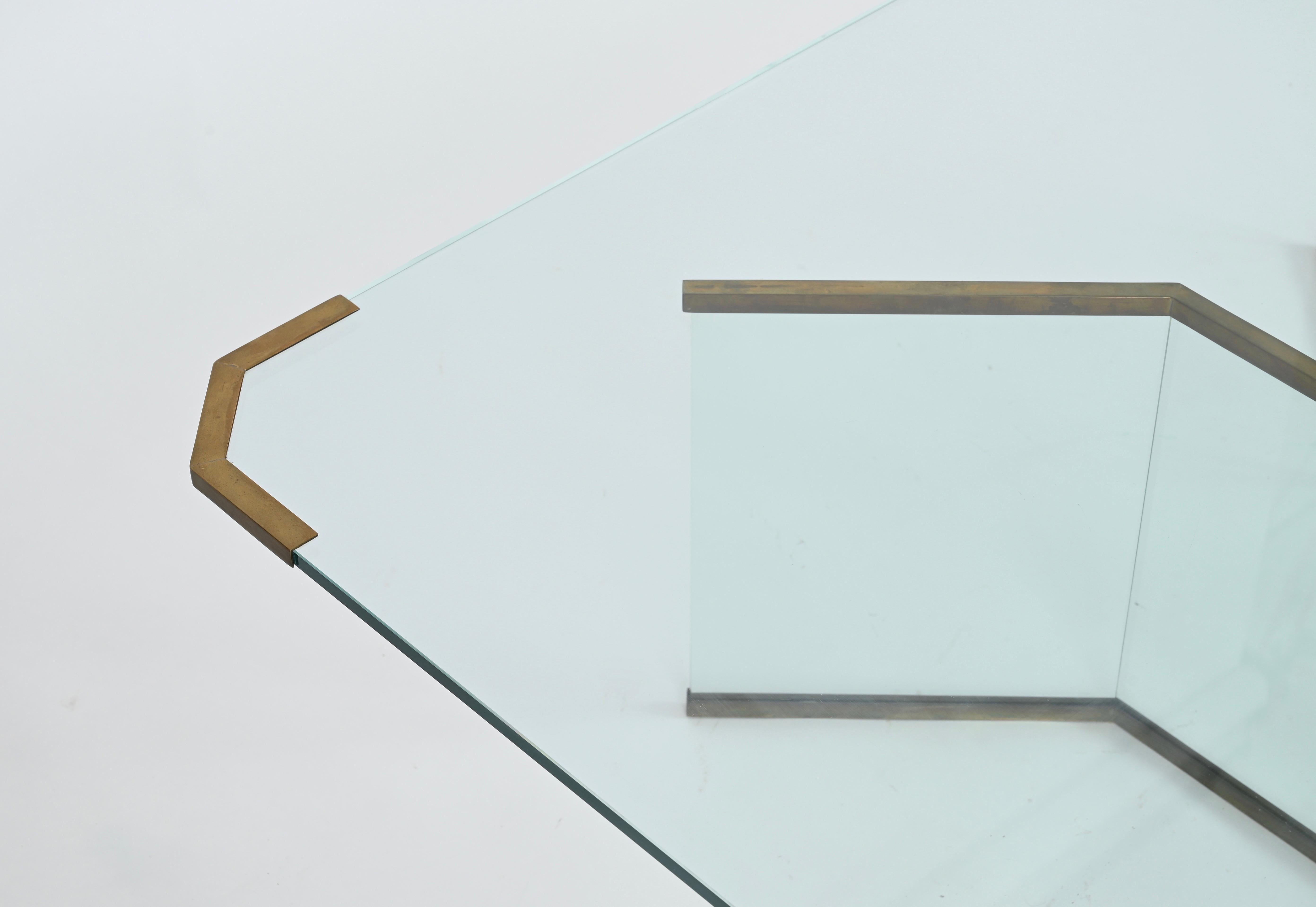 italien Grande table basse en cristal et laiton Max Ingrand pour Fontana Arte, Italie, années 1950 en vente