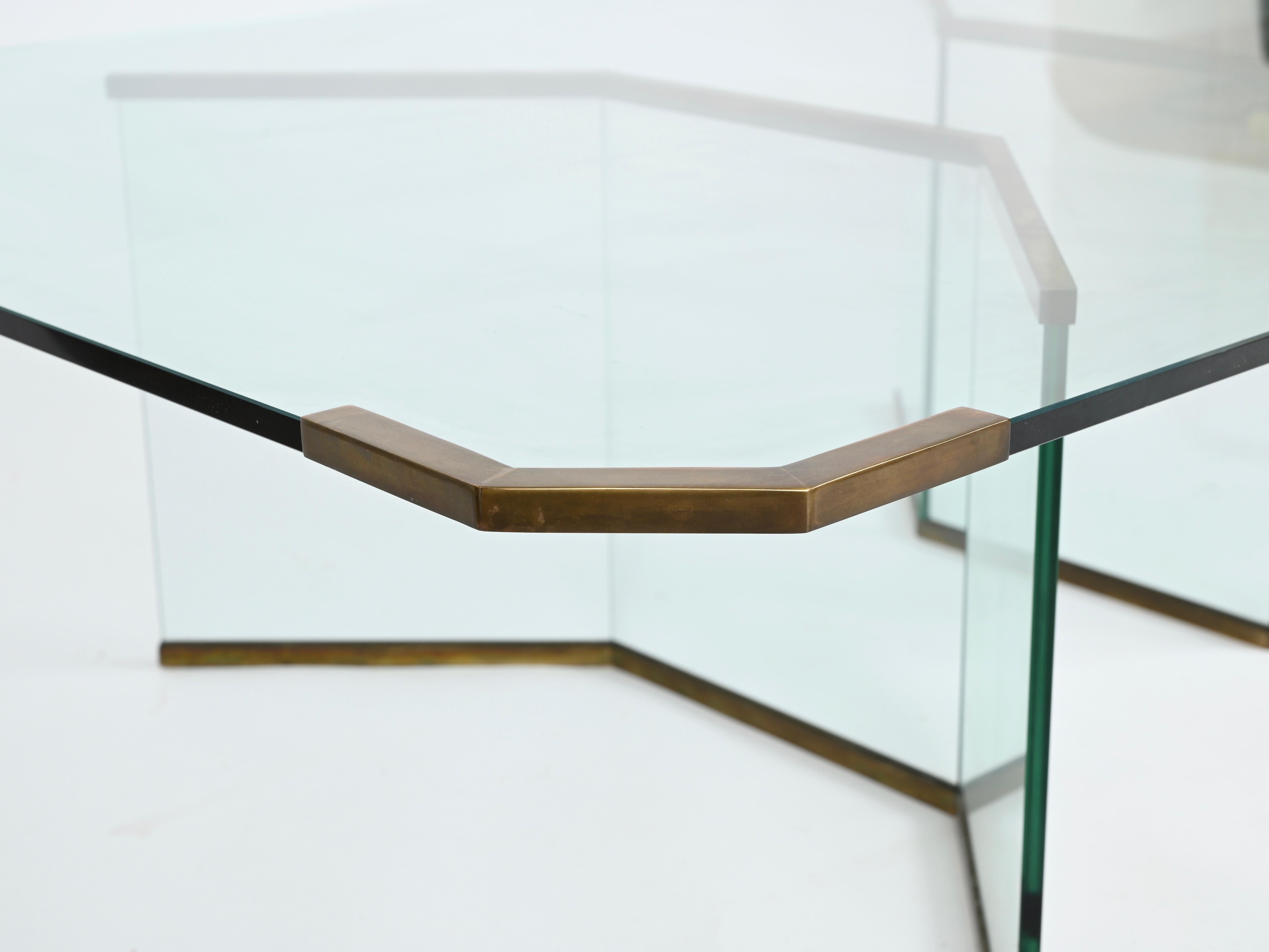 Grande table basse en cristal et laiton Max Ingrand pour Fontana Arte, Italie, années 1950 en vente 1