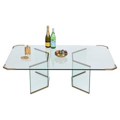Max Ingrand Crystal and Brass Large Coffee Table for Fontana Arte, Italy 1950s