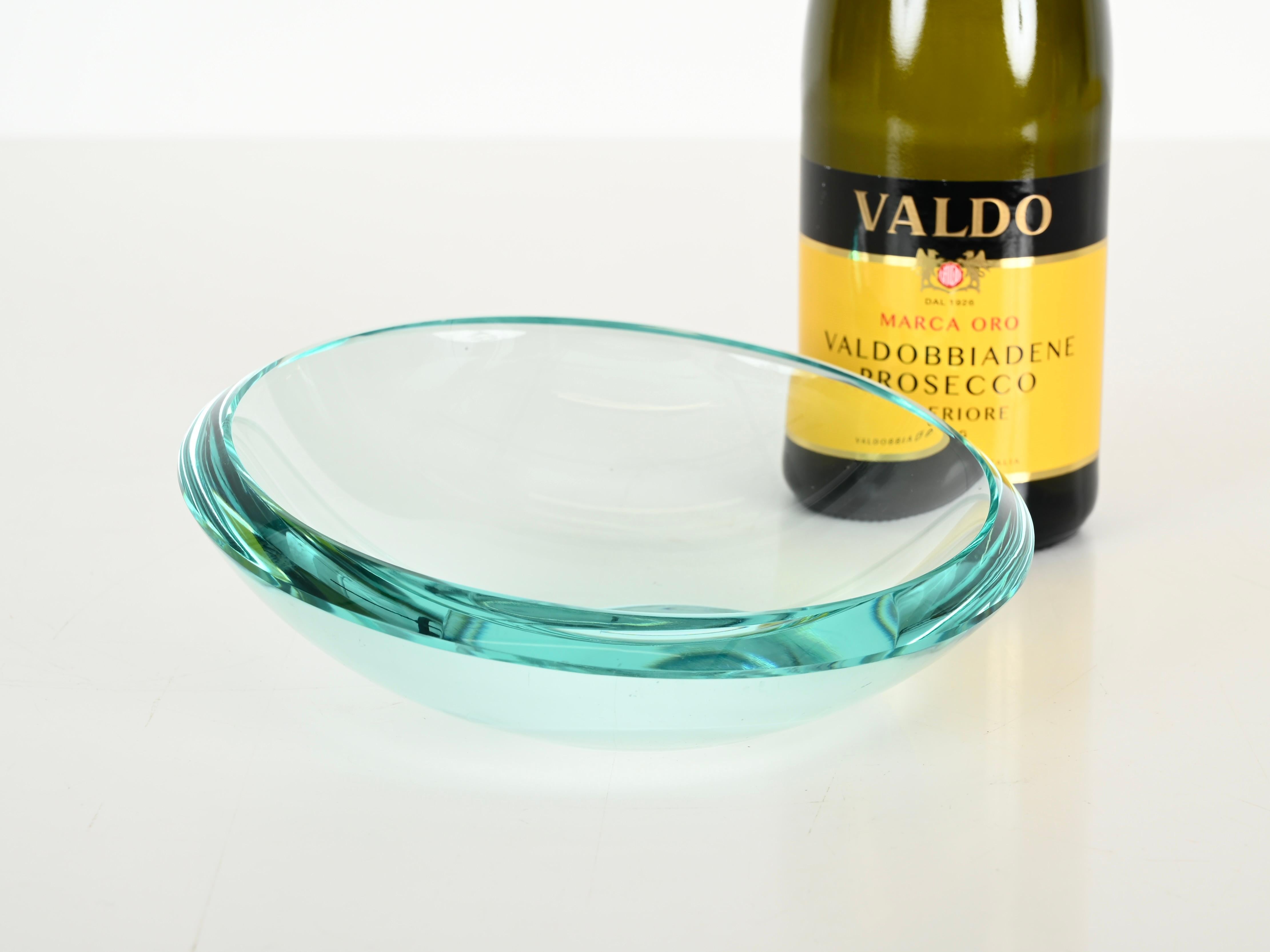 Max Ingrand Crystal Turquoise Bowl or Vanity Tray by Fontana Arte, Italy 1950s For Sale 4