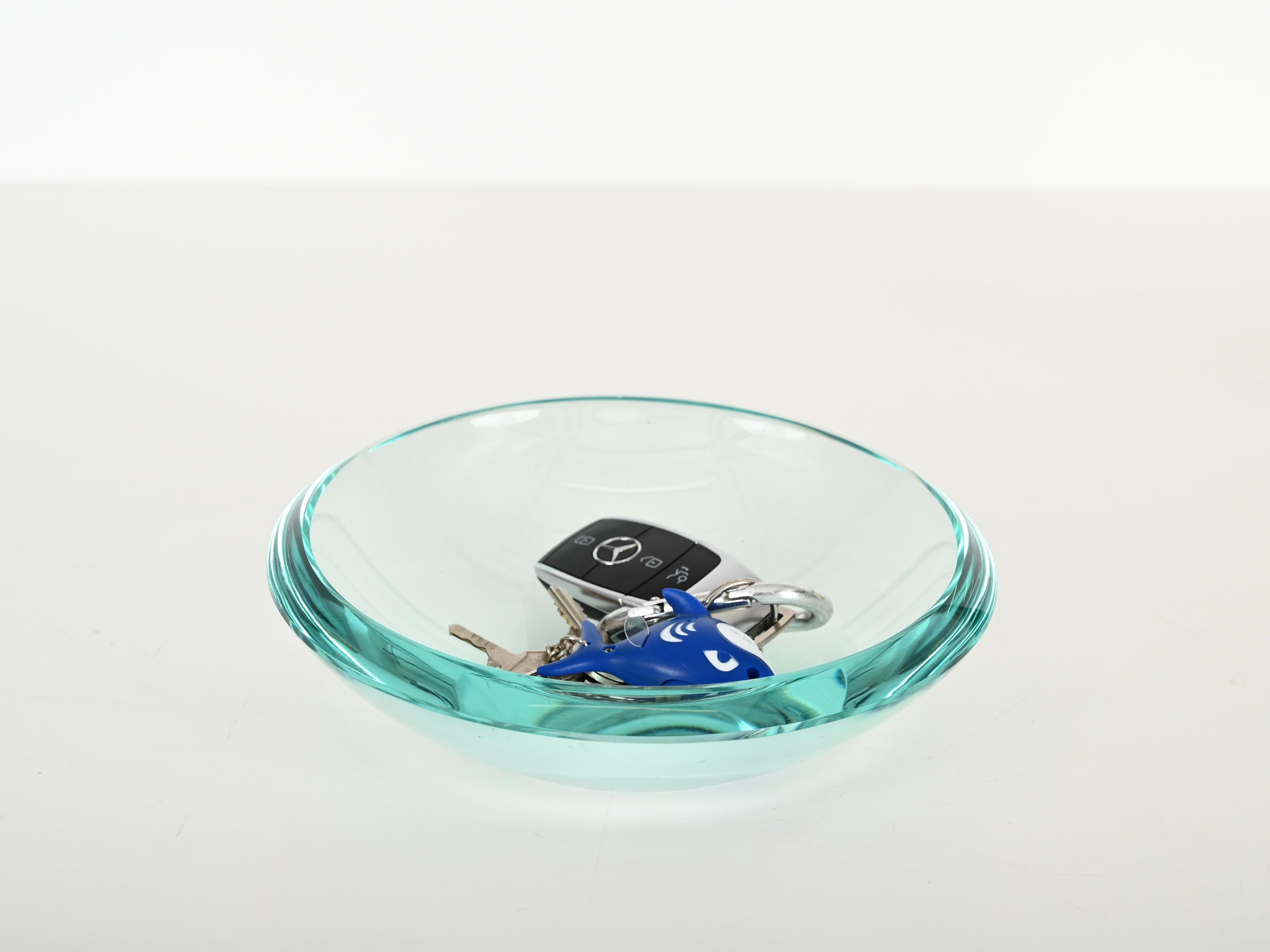 Max Ingrand Crystal Turquoise Bowl or Vanity Tray by Fontana Arte, Italy 1950s For Sale 5