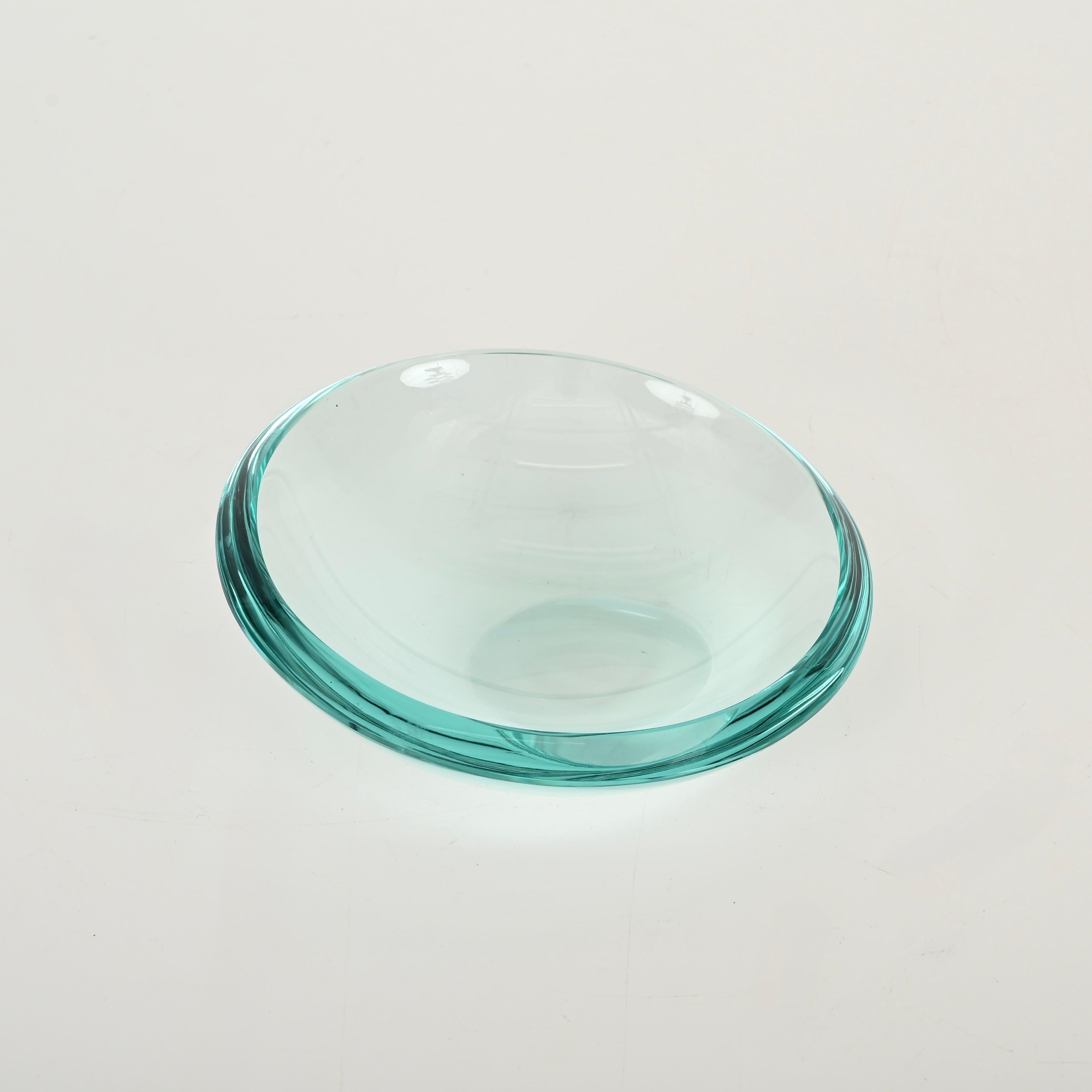 Max Ingrand Crystal Turquoise Bowl or Vanity Tray by Fontana Arte, Italy 1950s For Sale 2