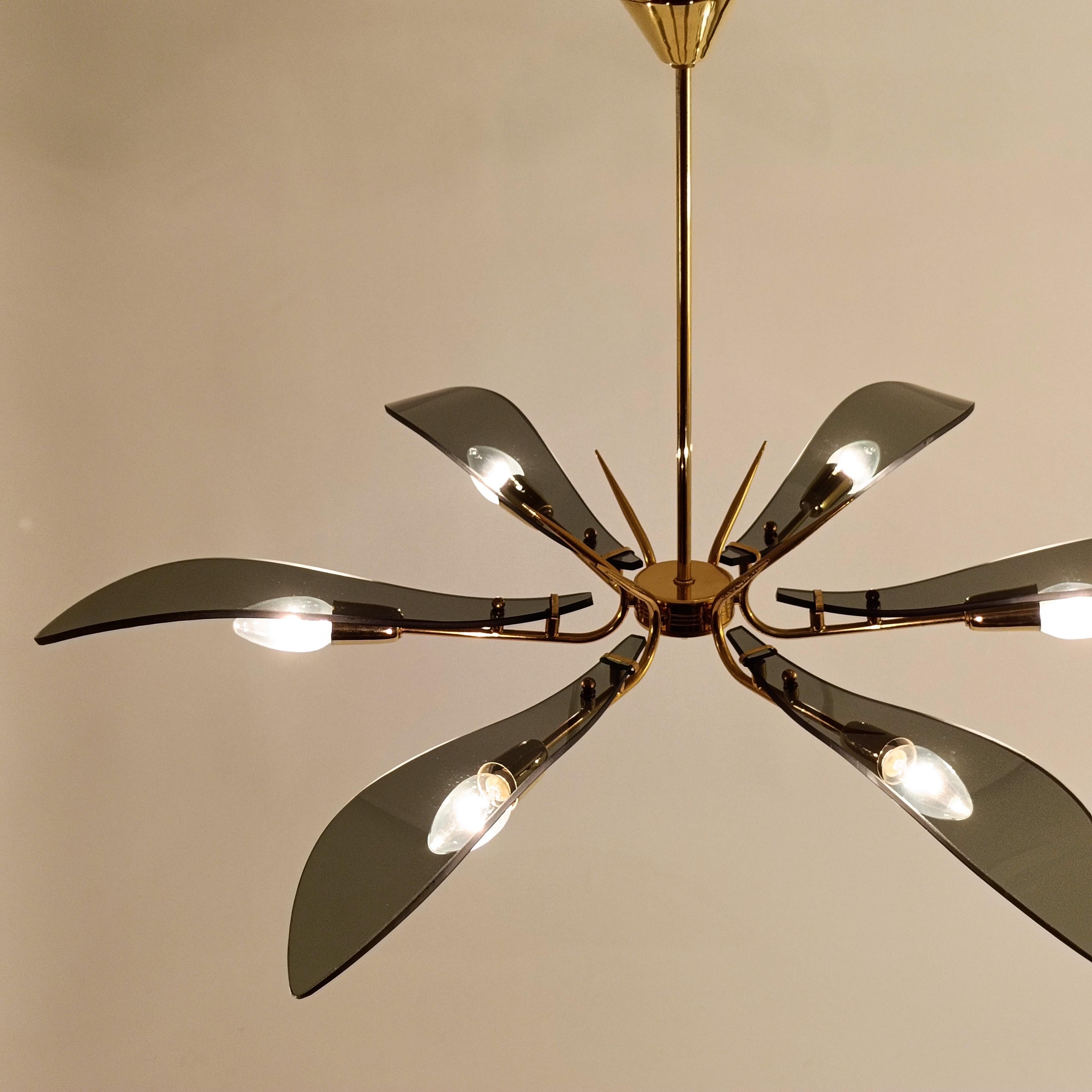 Metà XX secolo Max Ingrand. Lampadario in stile 