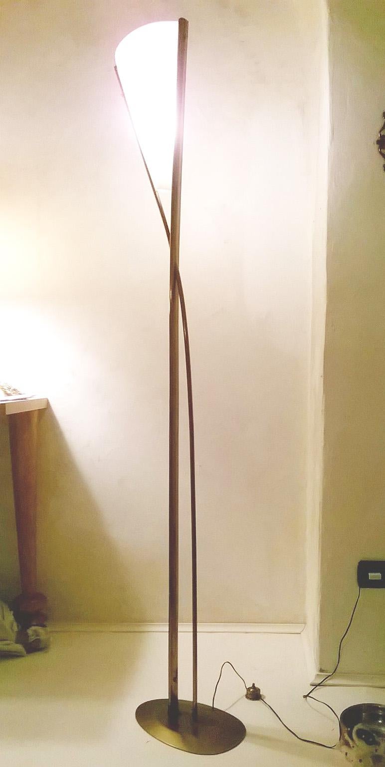 Mid-Century moderno Lampada da terra Max Ingrand in ottone e vetro per Fontana Arte, Milano 1958 aca