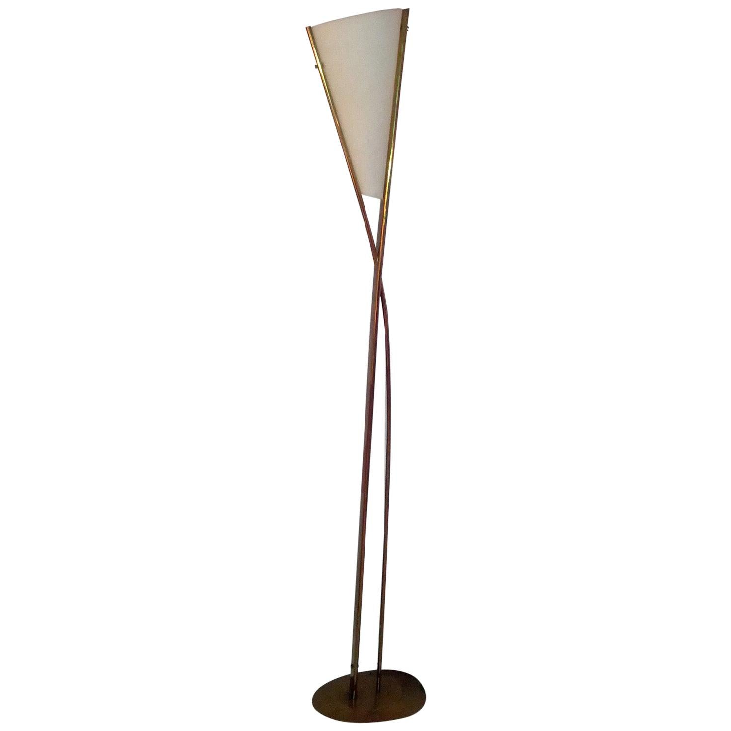 Max Ingrand Floor Lamp Brass and Glass for Fontana Arte, Milano 1958 aca  