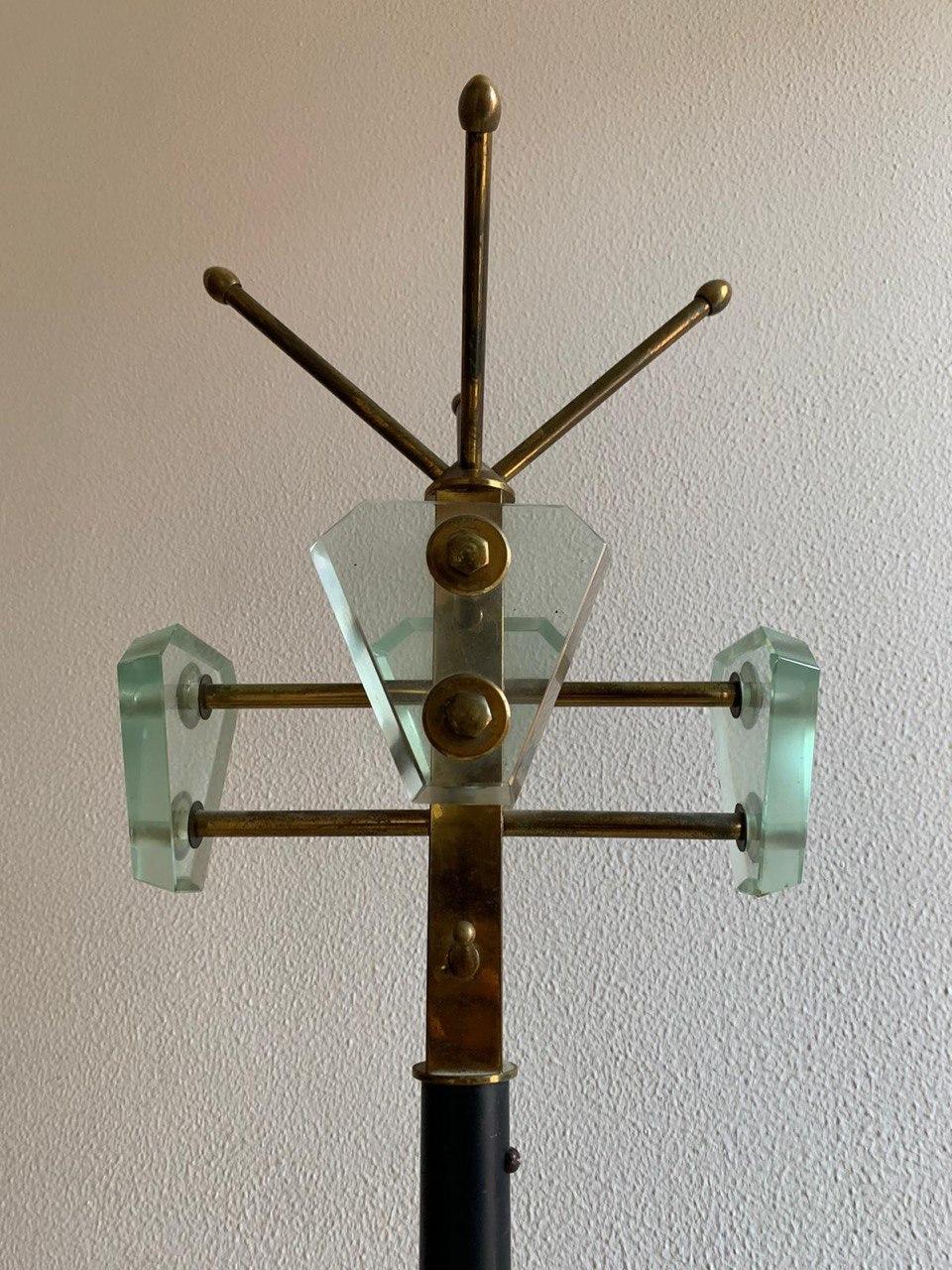 Max ingrand - Fontana Arte coat rack in glass, marble and brass 1955. In Good Condition In Palermo, IT