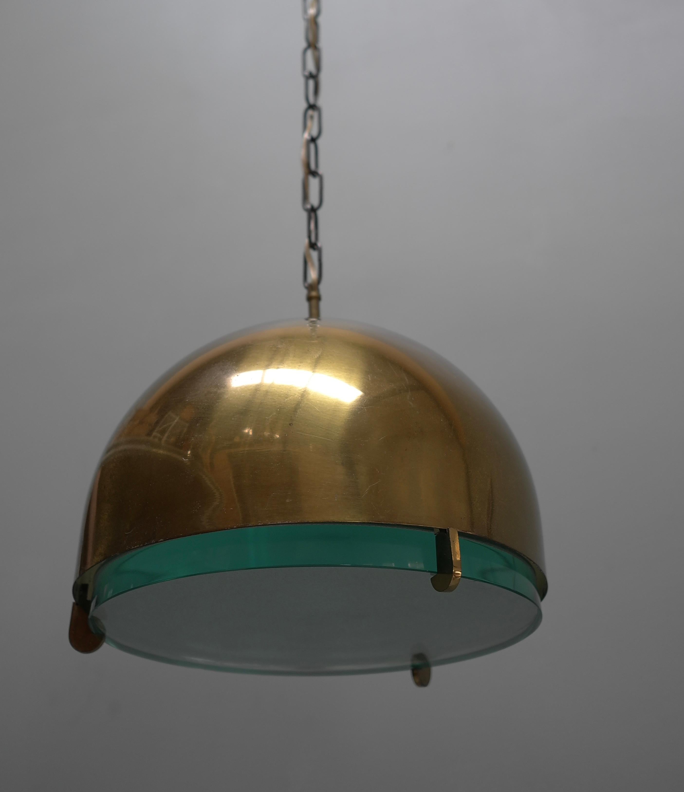 Max ingrand Fontana Arte Brass and Glass Pendant Mod. 2409, Italy, 1960s For Sale 3
