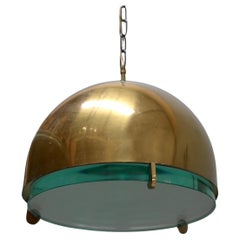 Max ingrand Fontana Arte Brass and Glass Pendant Mod. 2409, Italy, 1960s