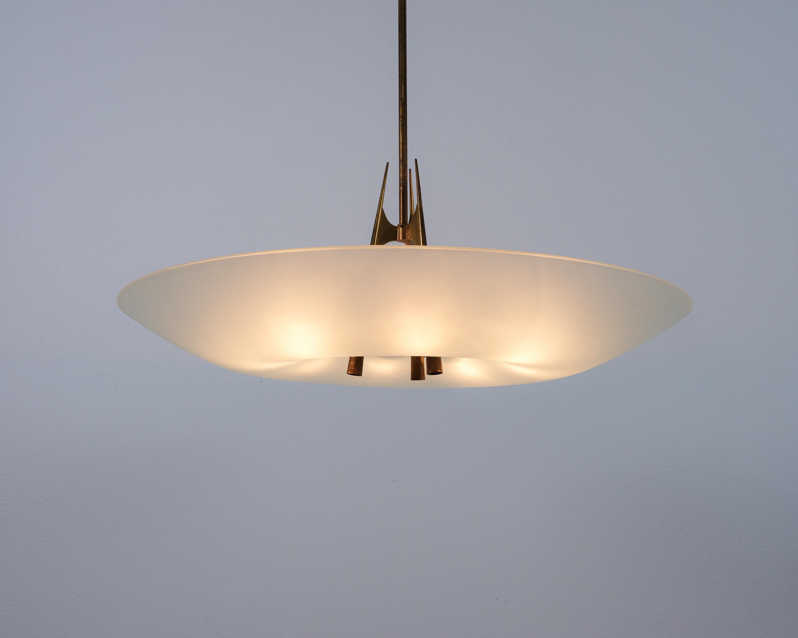 Max Ingrand Fontana Arte Chandelier Light Mod. 1758  Glass Brass, 1960 For Sale 5