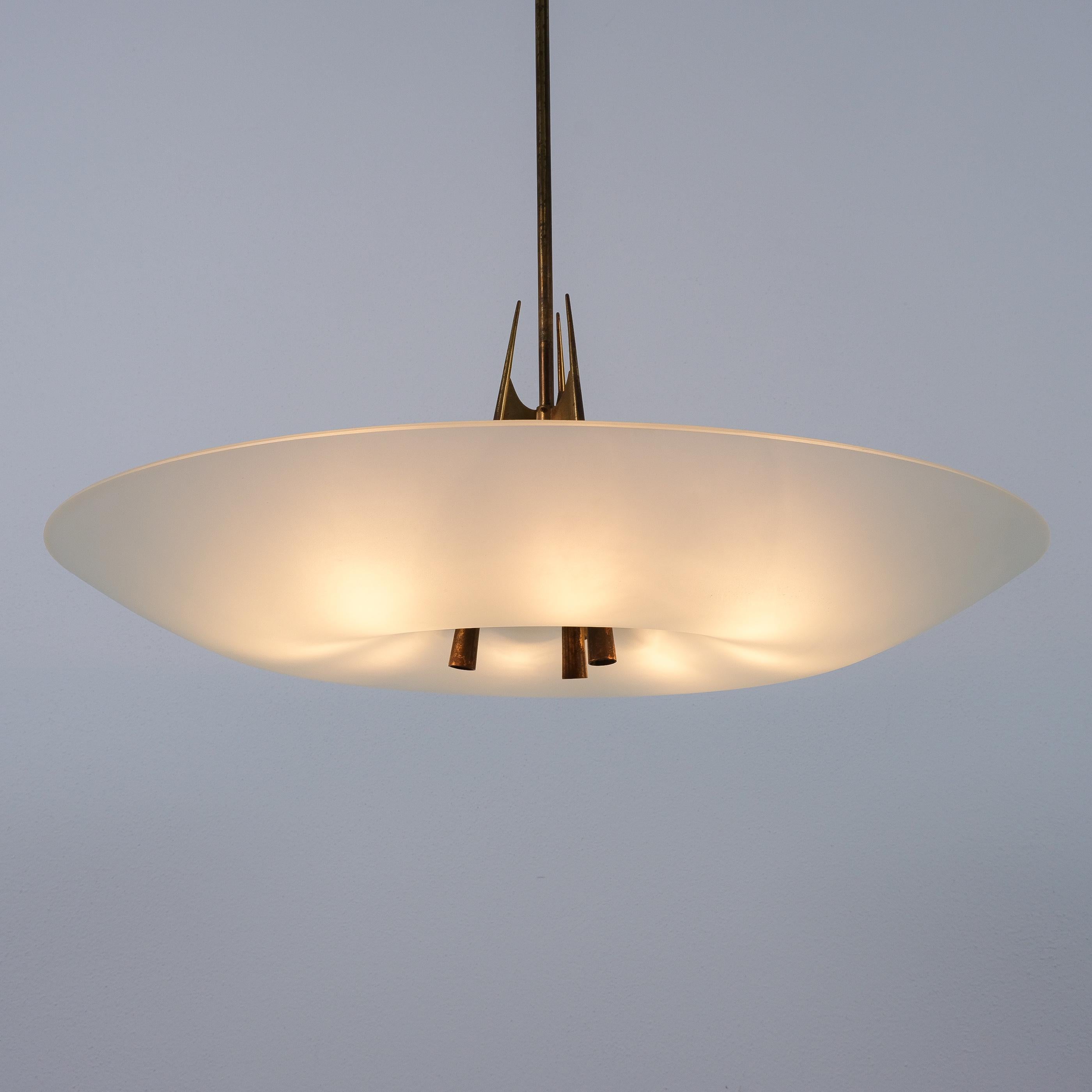 Max Ingrand Fontana Arte Chandelier Light Mod. 1758  Glass Brass, 1960 For Sale 6