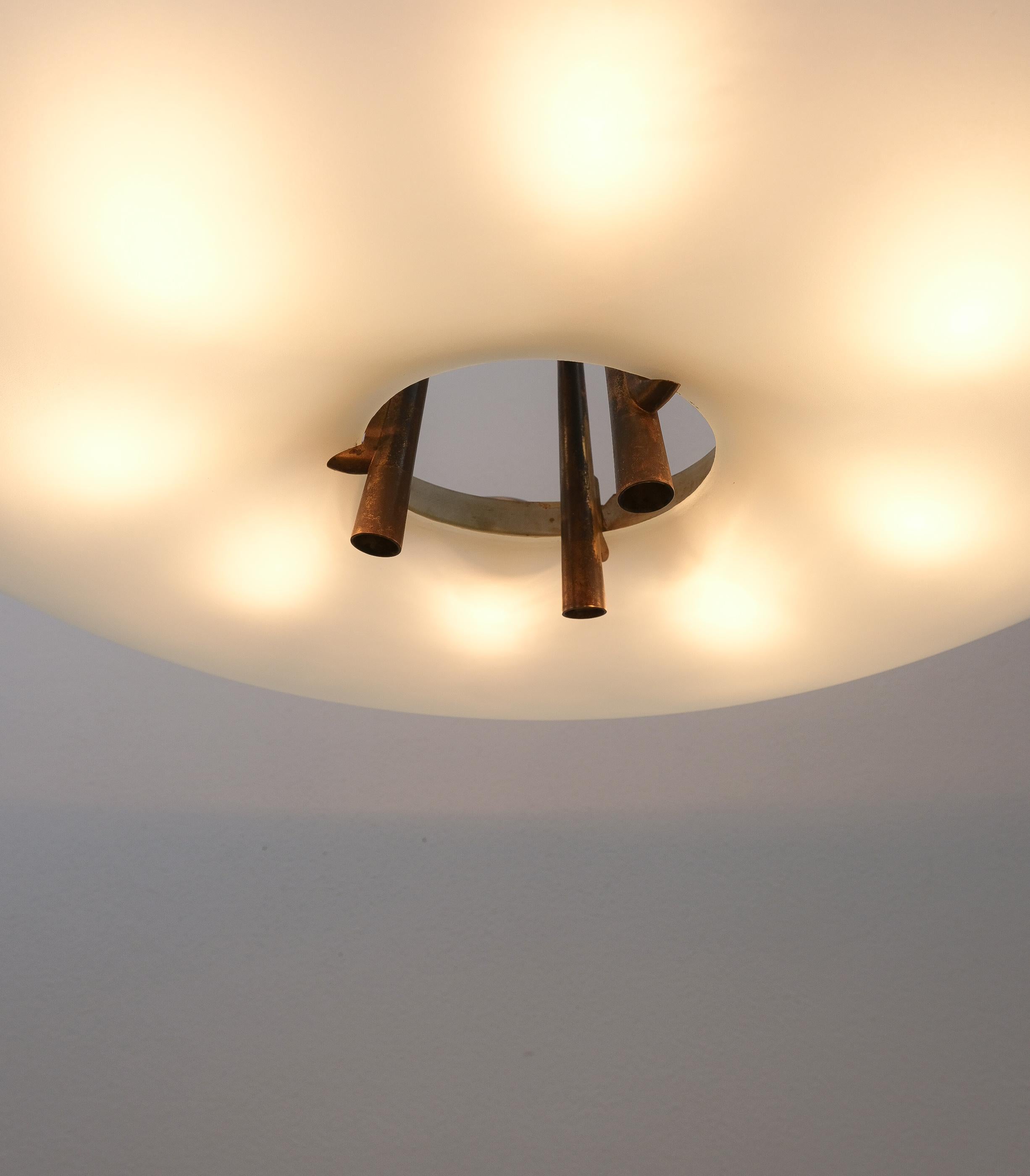 Mid-20th Century Max Ingrand Fontana Arte Chandelier Light Mod. 1758  Glass Brass, 1960 For Sale