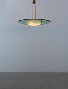 Max Ingrand Fontana Arte Chandelier Suspension Light Mod. 2097 Glass Brass, 1959