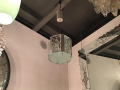 Max Ingrand Fontana Arte  N 4 Chandeliers Metal Crome Glass 1950 Italy