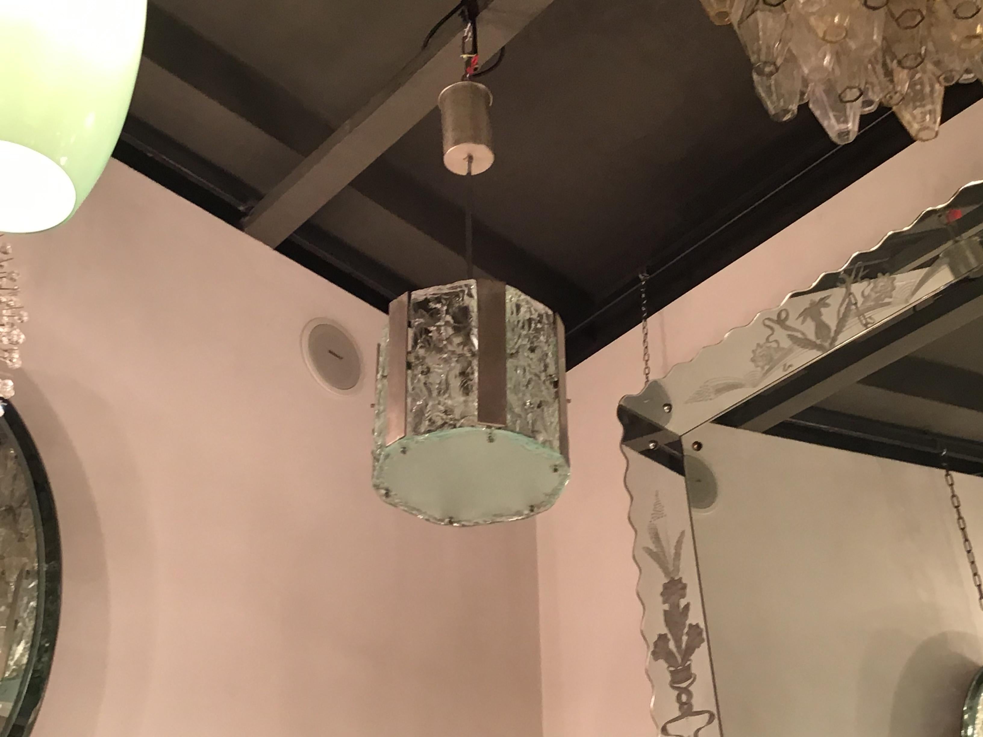 Max Ingrand Fontana Arte  N 4 Chandeliers Metal Crome Glass 1950 Italy In Good Condition For Sale In Milano, IT