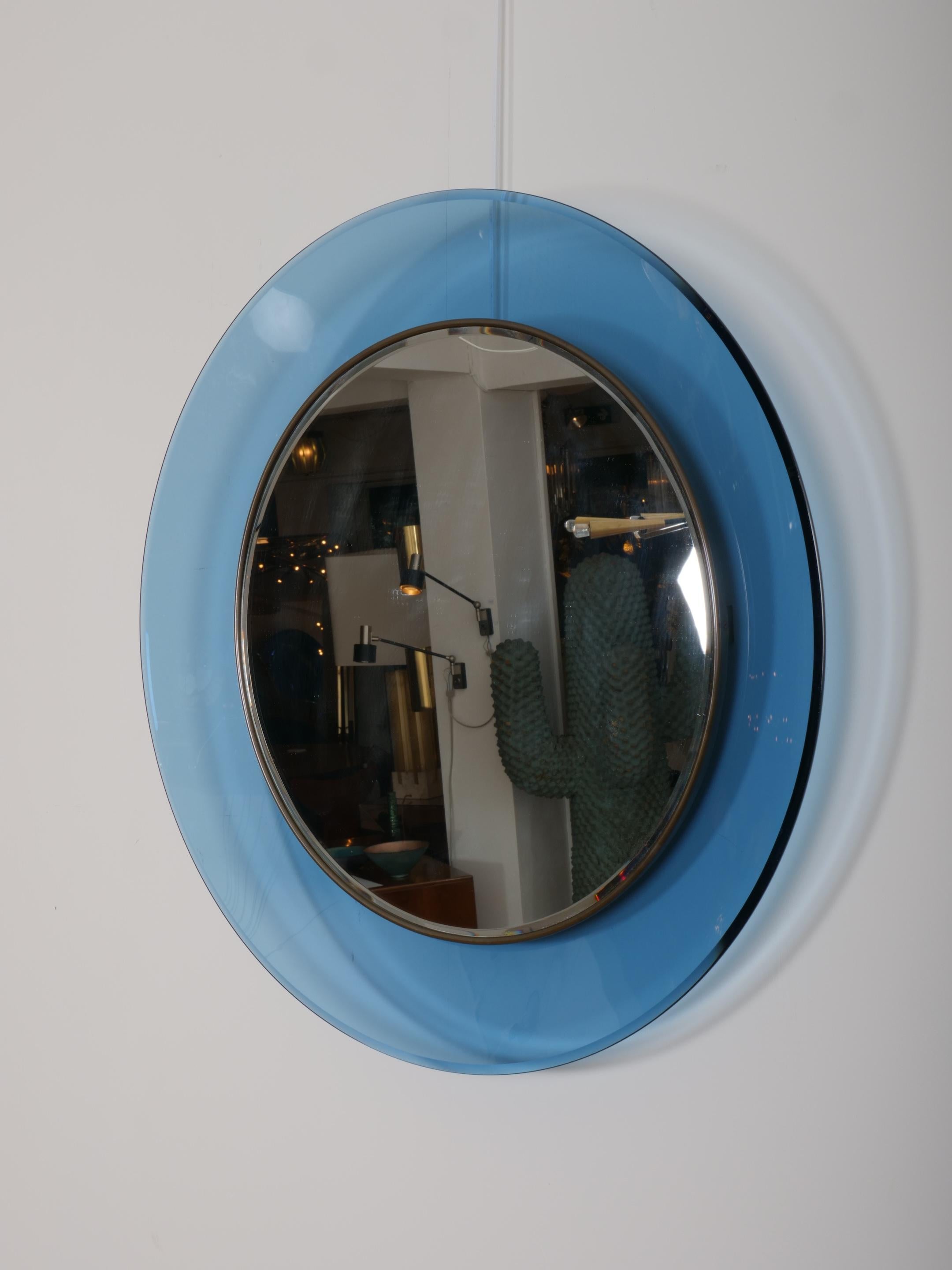 Mid-Century Modern Max Ingrand, Fontana Arte miroir circulaire bleu concave en vente