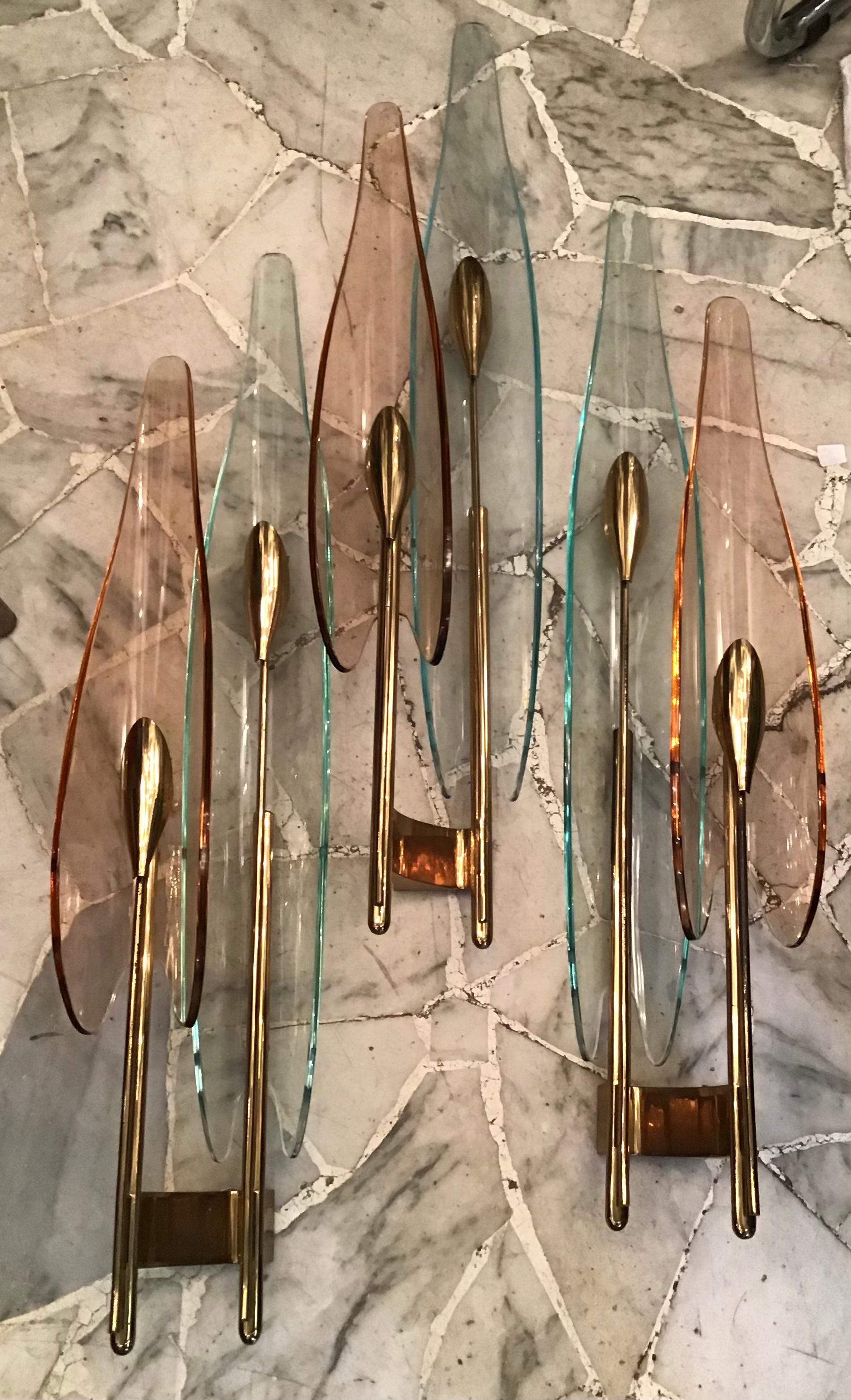 Max Ingrand Fontana Arte “Dahlia” Brass Glass 1955 Italy For Sale 8