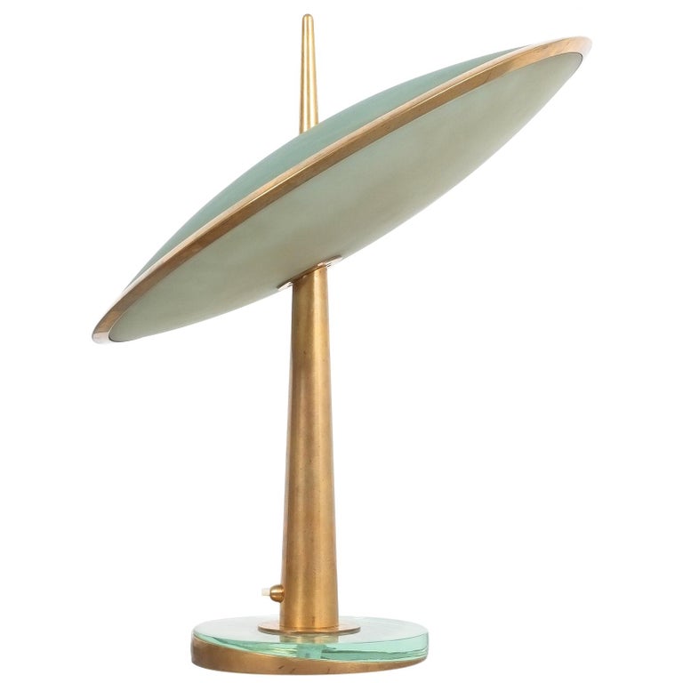 Max Ingrand for Fontana Arte Disco Volante table lamp, 1955, offered by Derive