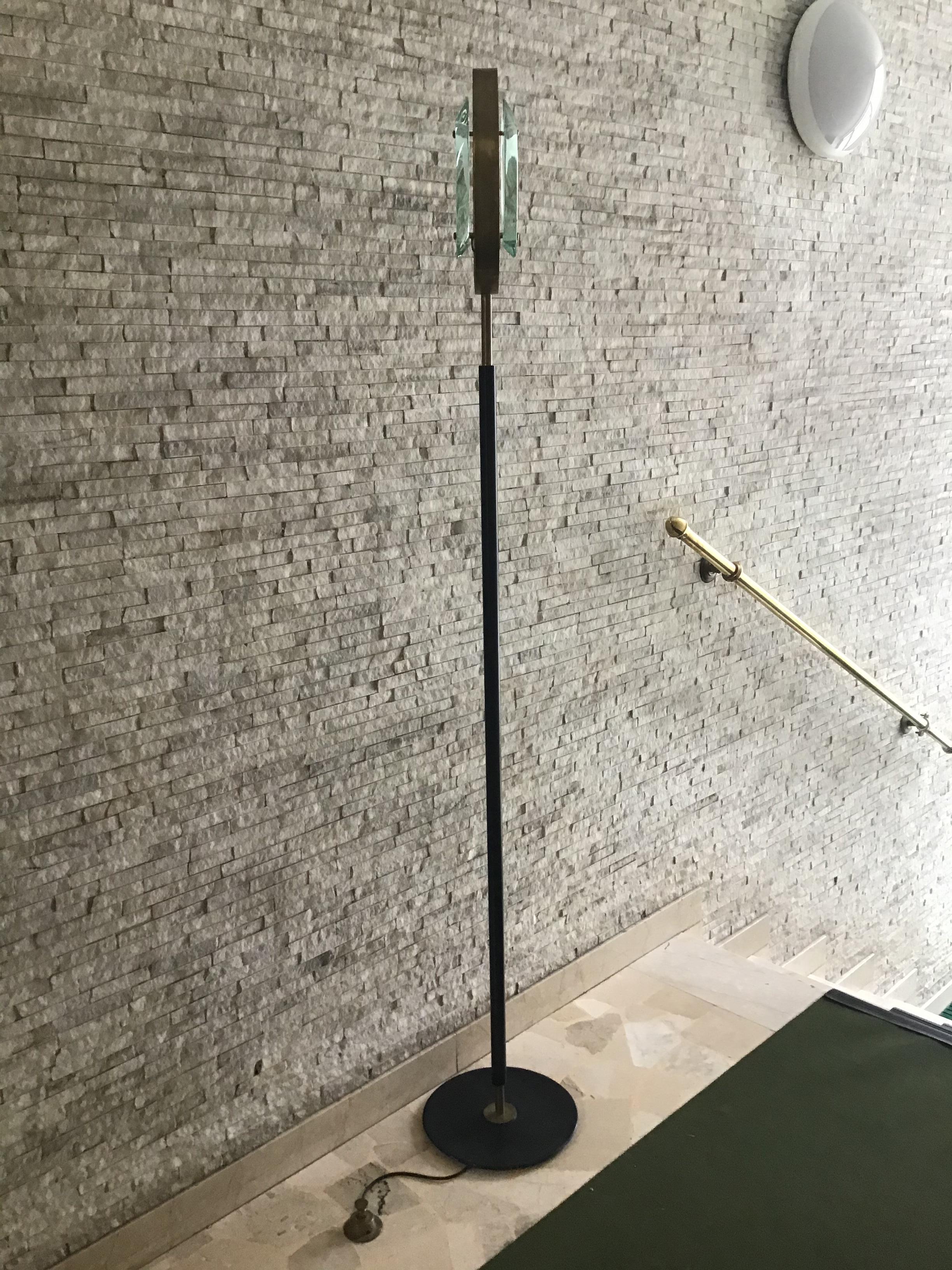 Max Ingrand Fontana Arte Floor Lamp Brass Cristal, 1960, Italy In Excellent Condition In Milano, IT