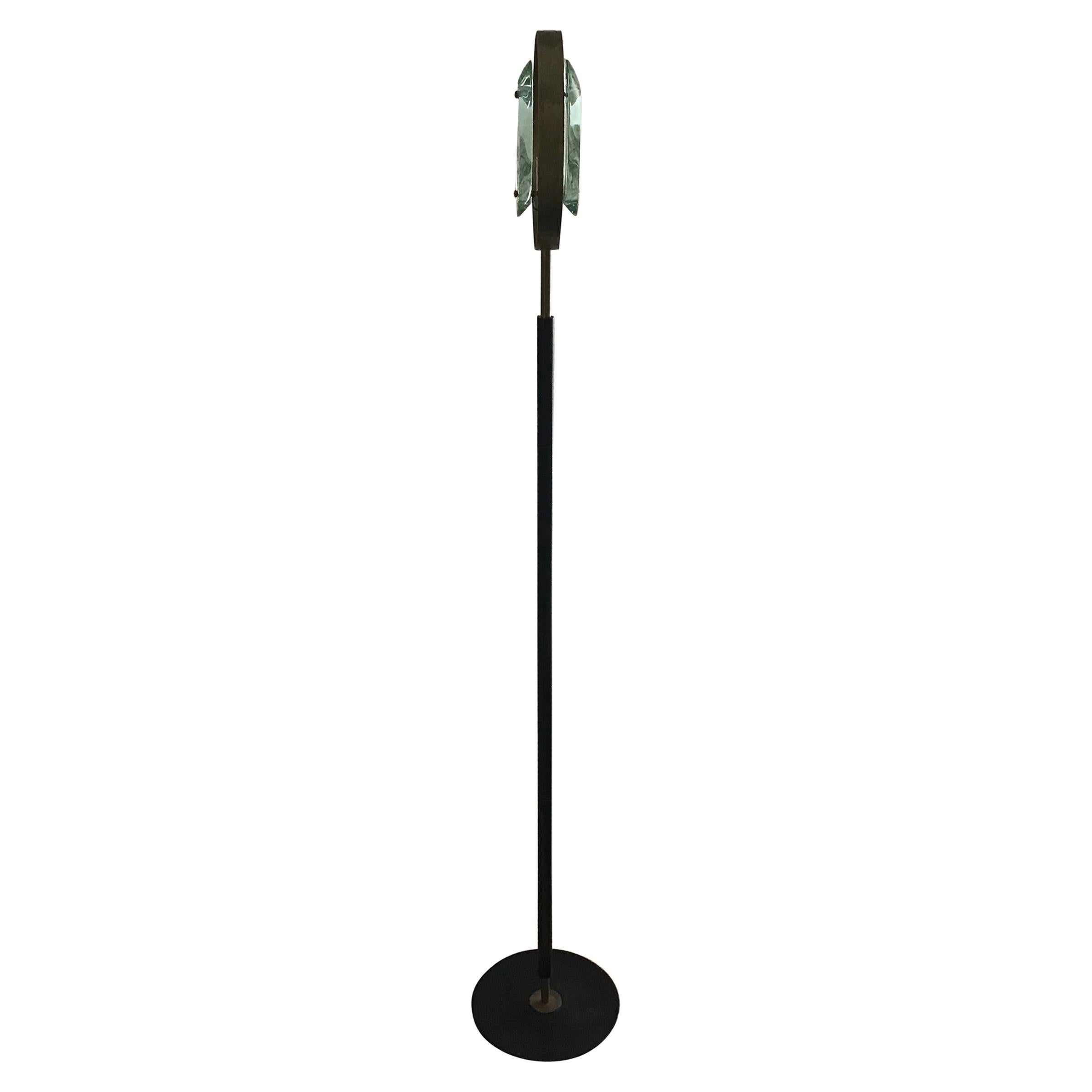 Max Ingrand Fontana Arte Floor Lamp Brass Cristal, 1960, Italy