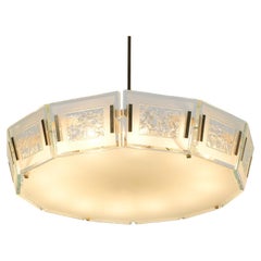 Lampadario in vetro e ottone Max Ingrand Fontana Arte Modello 2270, Italia, 1960