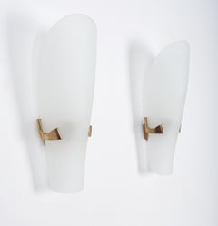 Max Ingrand Fontana Arte Glass Brass Sconces (4x) Mod. 1636, Italy, 1960