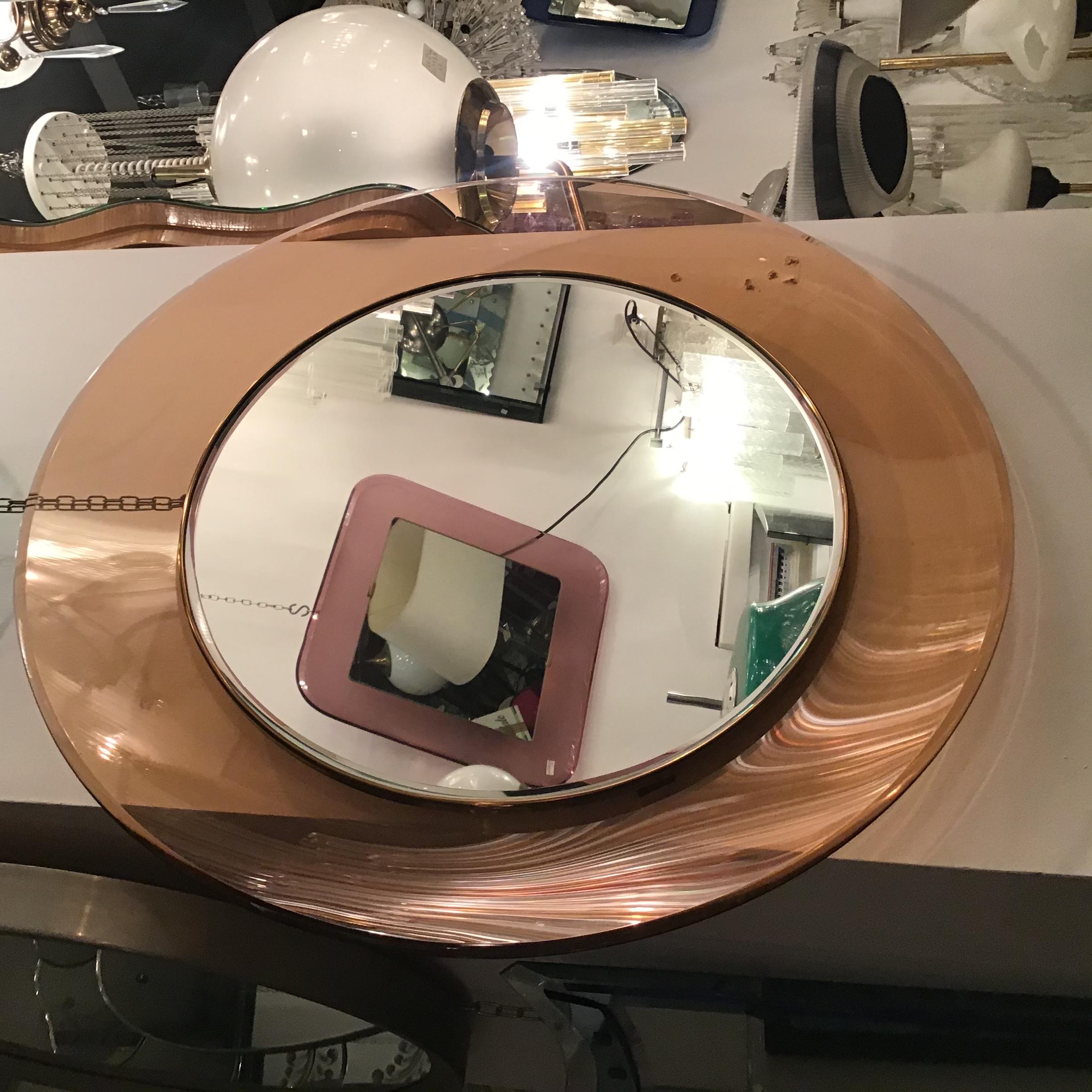 Italian Max Ingrand “Fontana Arte” Mirror Brass Glass 1968 Italy  For Sale
