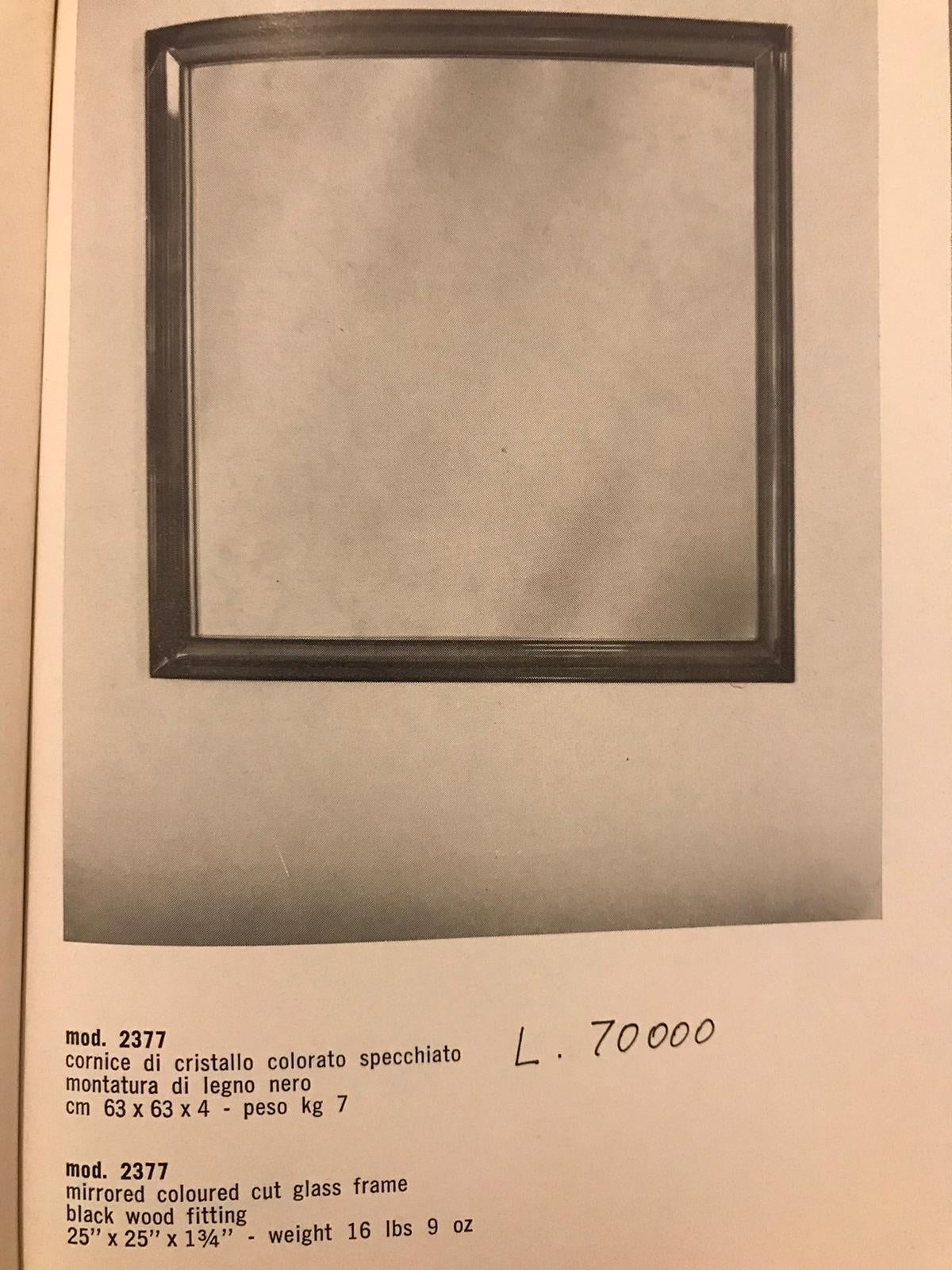 Max Ingrand Fontana Arte-Spiegel Mod.2377, schwarzes geschliffenes Glasrahmen, Holz im Angebot 4