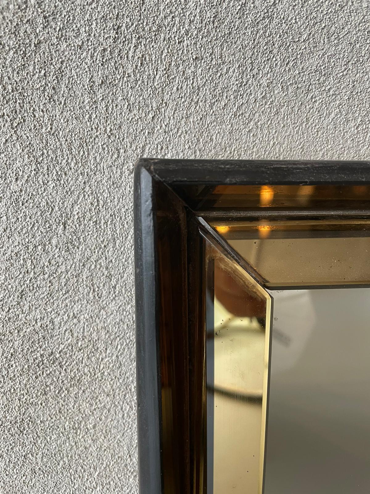 Mid-Century Modern Miroir Max Ingrand Fontana Arte Mod.2377 avec cadre en verre taillé et bois noir en vente