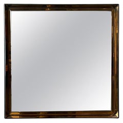 Retro Max Ingrand Fontana Arte Mirror Mod.2377 Coloured Cut Glass Frame Black Wood