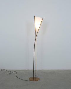 Max Ingrand Fontana Arte Mod. 1819 Floor Lamp Brass Opaline Glass, Italy, 1957