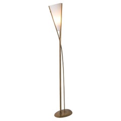 Max Ingrand Fontana Arte Mod. 1819 Floor Lamp Brass Opaline Glass, Italy, 1957