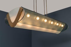 Max Ingrand Fontana Arte Nr. 2296 Deckenleuchte aus Glas, Messing und Metall, 1964