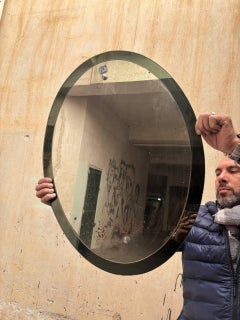 Miroir mural ovale de style « Mid-Century Modern » par Fontana Arte, années 1950