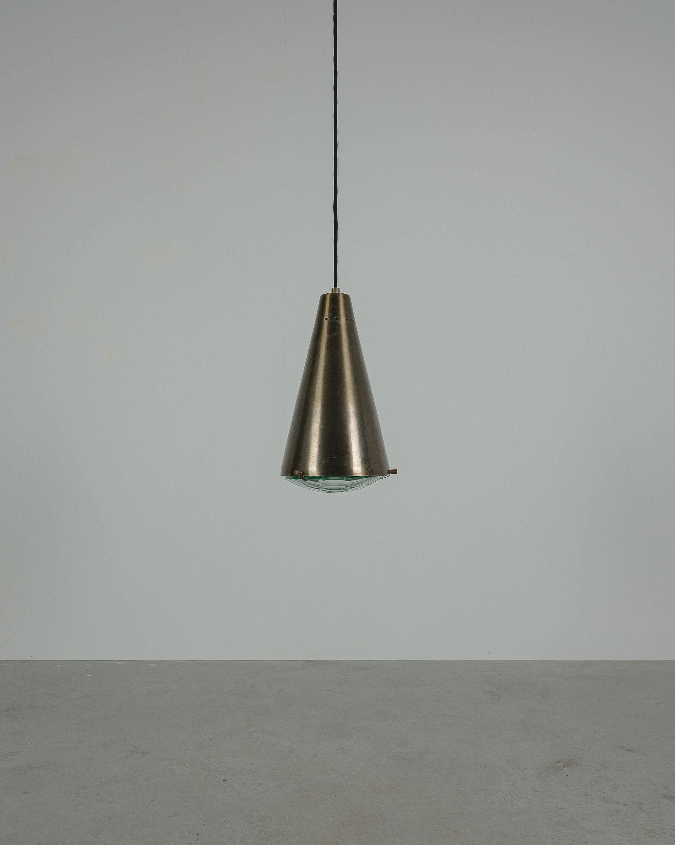 Max Ingrand Fontana Arte Pendant Lamp Lantern Glass Brass, Italy, 1960s For Sale 5
