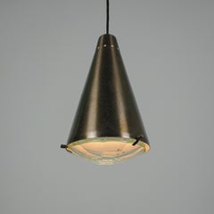 Max Ingrand Fontana Arte Pendant Lamp Lantern Glass Brass, Italy, 1960s