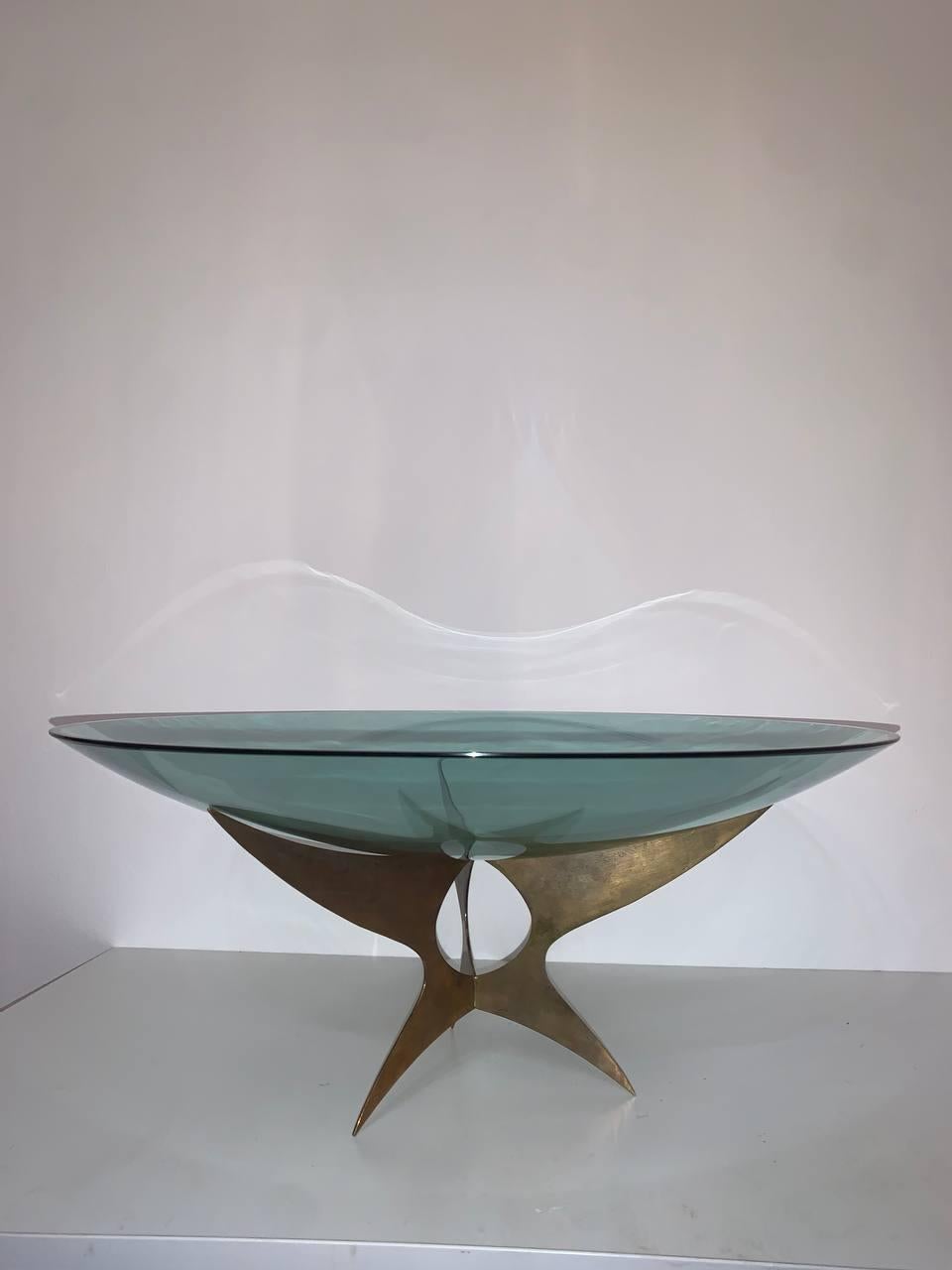 Mid-Century Modern Max Ingrand, Fontana Arte Prod. Italy 1950 alzata in cristallo colorato.  For Sale