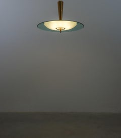 Lustre semi encastré Max Ingrand Fontana Arte Mod. 1462 verre laiton, 1960