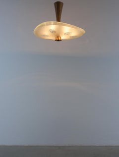 Max Ingrand Fontana Arte Semi Flush Mount Chandelier Mod. 1748 Glass Brass, 1957