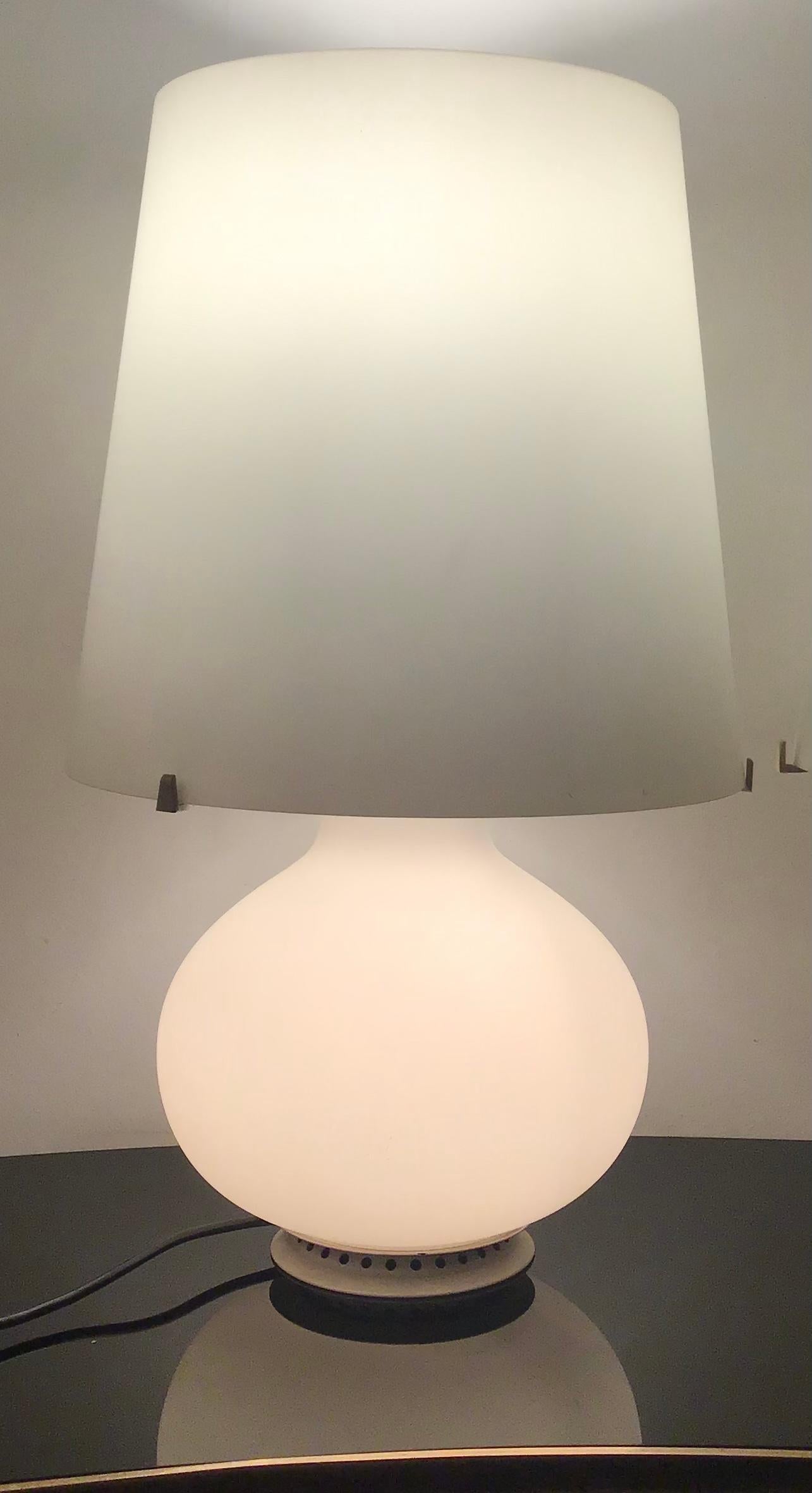 Max Ingrand Fontana Arte Tischlampen, Opalglas, Glas, Metall, 1954, Italien im Angebot 7