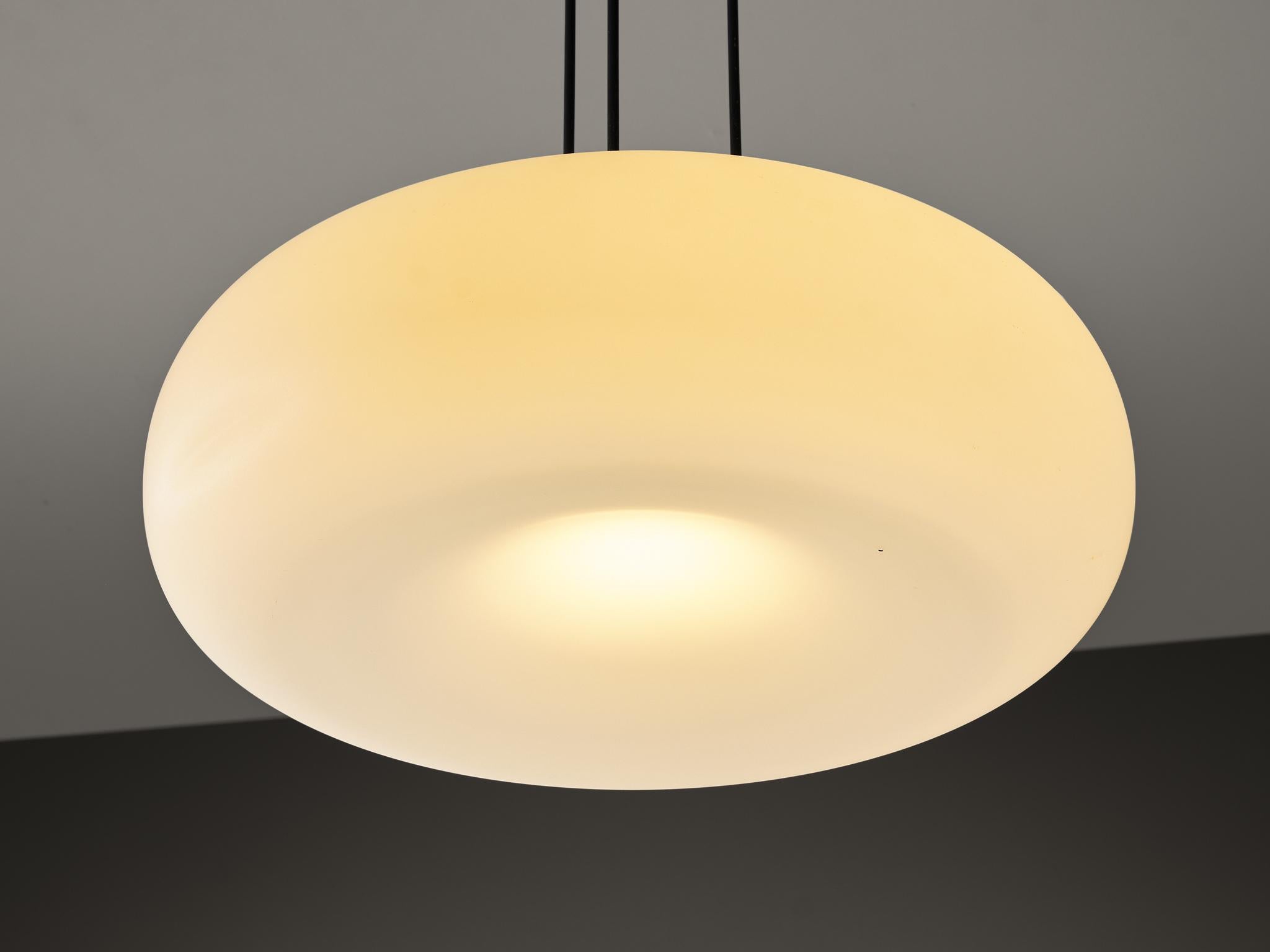 Mid-Century moderno Lampadario '2356' in ottone e vetro di Max Ingrand per Fontana Arte