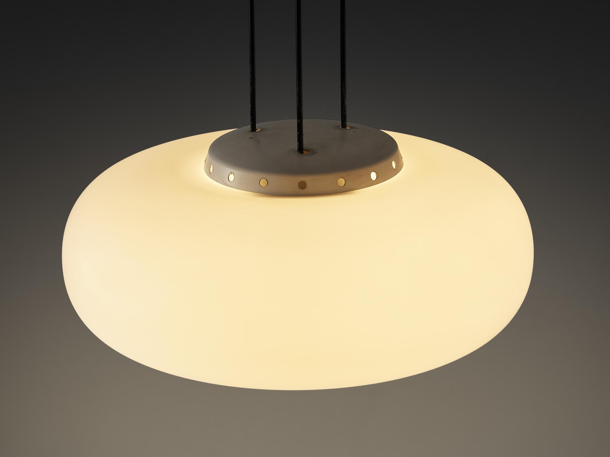 Ottone Lampadario '2356' in ottone e vetro di Max Ingrand per Fontana Arte