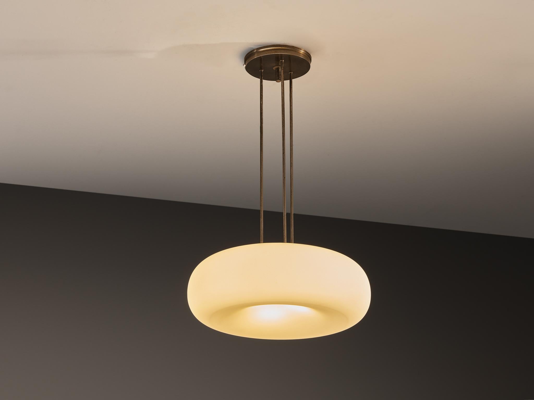 Max Ingrand for Fontana Arte, chandelier, model '2356', nickel-plated brass, coated metal, glass, Italy, design 1967

A stunning chandelier designed by the esteemed French designer Max Ingrand (1908-1969) for Fontana Arte in 1967. This masterpiece