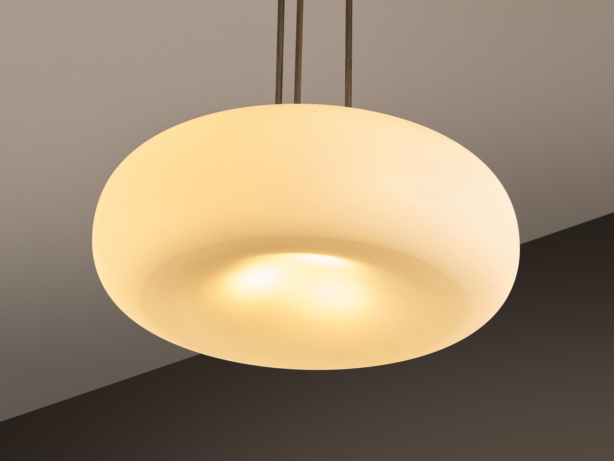 Mid-Century Modern Max Ingrand for Fontana Arte '2356' Chandelier in Glass and Metal For Sale