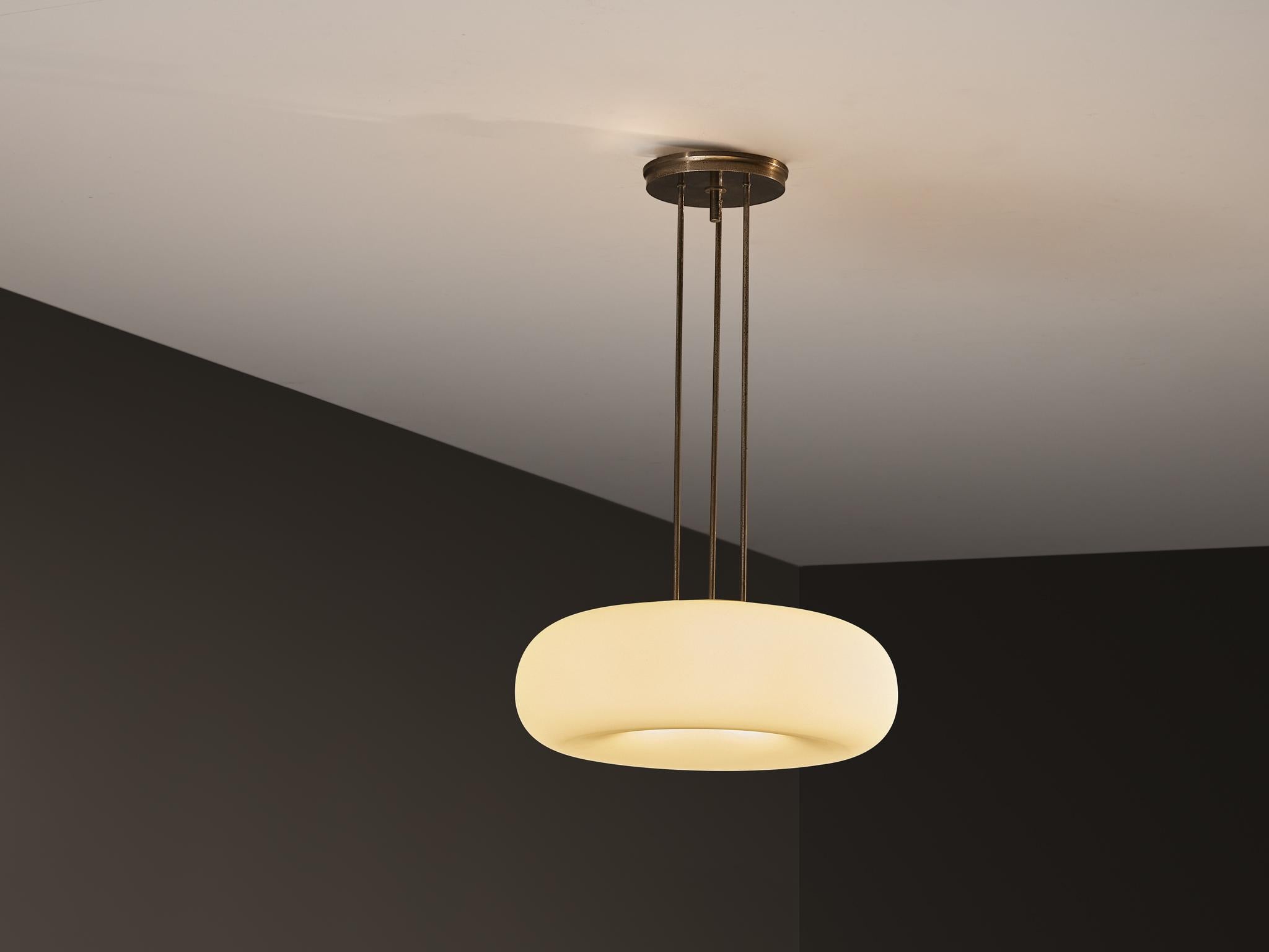Mid-20th Century Max Ingrand for Fontana Arte '2356' Chandelier in Glass and Metal For Sale