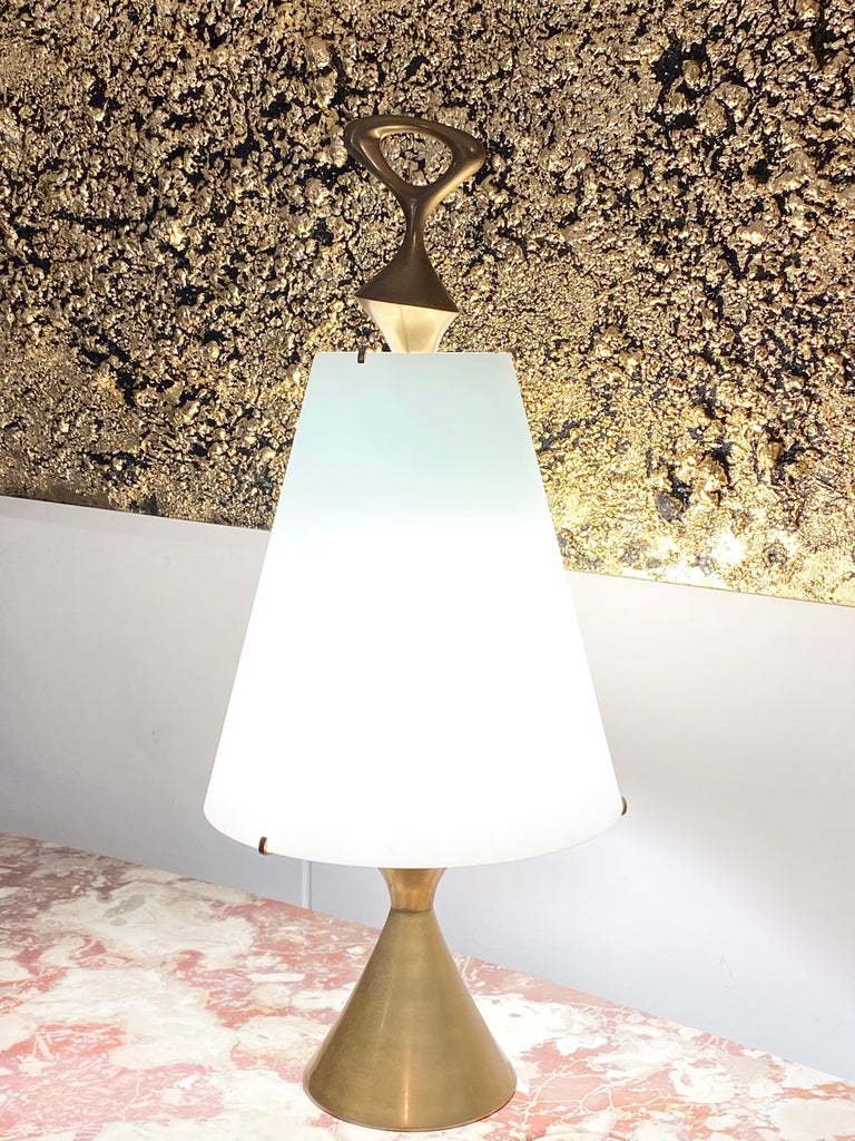 Max Ingrand for Fontana Arte Brass and Glass Table Lamp, Italy, 1950s 1