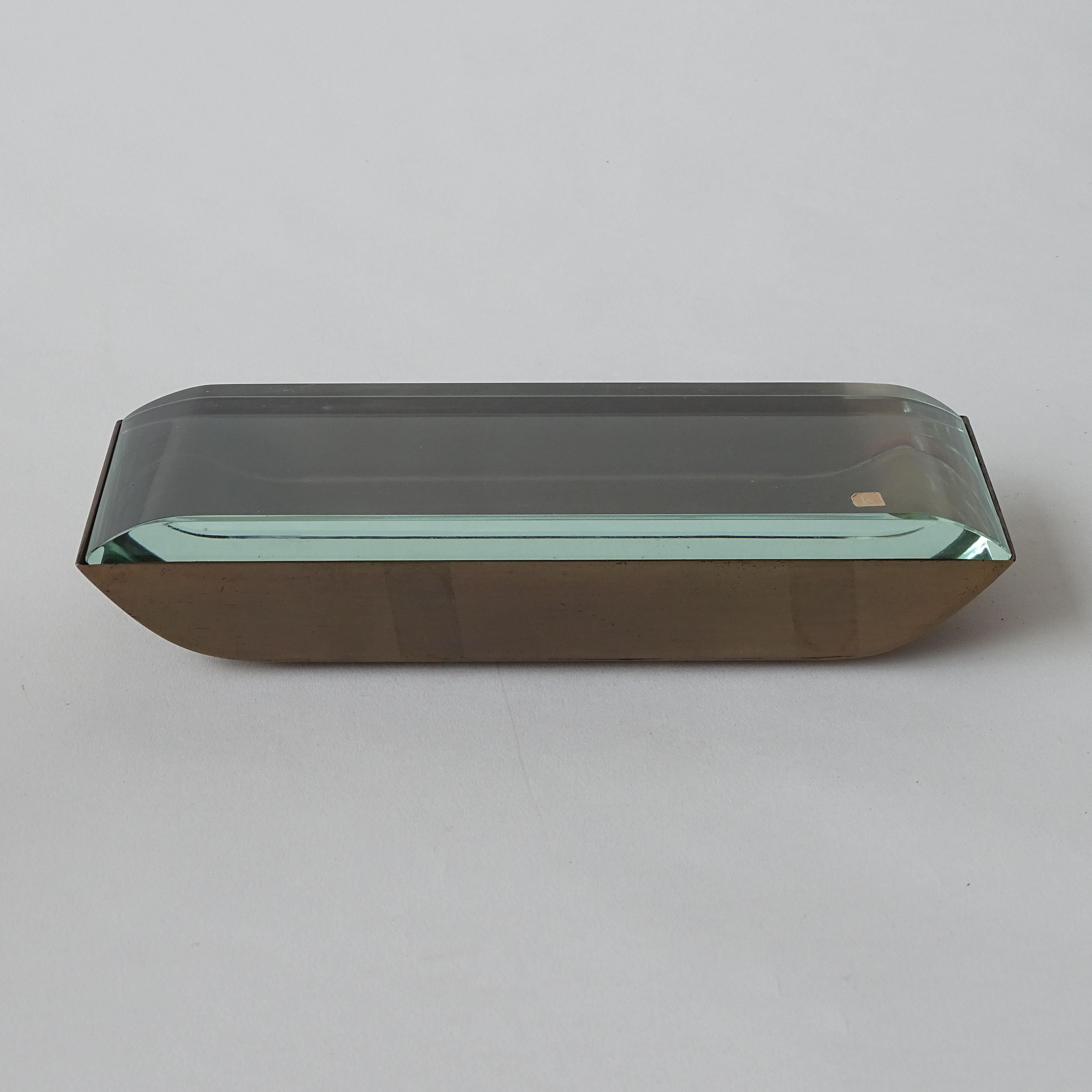 Mid-Century Modern Fontana Arte Bronzed Metal and Glass Box, Italy 1950s For Sale