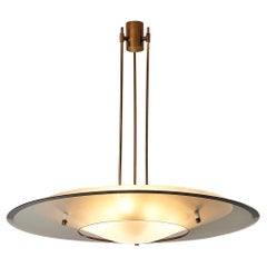 Max Ingrand for Fontana Arte Chandelier in Crystal Glass and Brass 